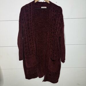 Active USA • Burgundy Open-Front Cardigan Size Large
